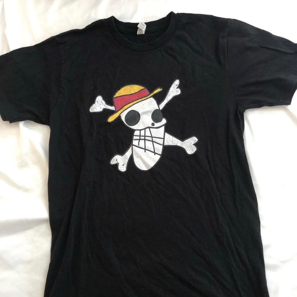 One piece luffy jolly roger straw hat shirt